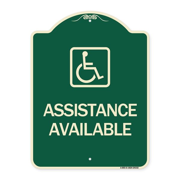 Signmission Assistance Available with HandicapHeavy-Gauge Aluminum Architectural Sign, 24" x 18", G-1824-24332 A-DES-G-1824-24332